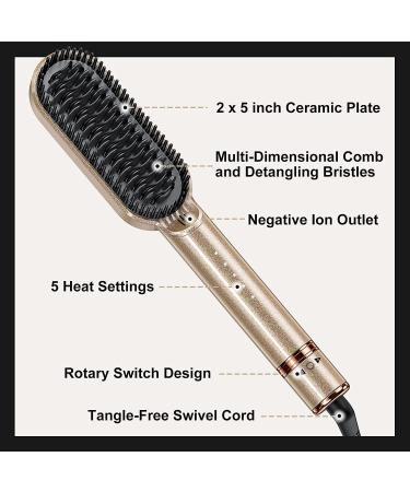 FURIDEN Hot Straightening Brush for Black Women | Ionic Hair Straightener & Cepillo Alisador de Cabello Gold - Buy Online on GoSupps.com