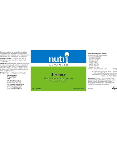Nutri Advanced Similase Digestive Enzymes 90 Capsules - Digestive Support Supplement - Buy Online on GoSupps.com