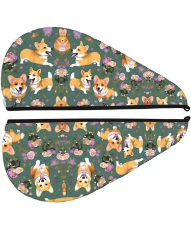 Corgi Floral Velvet Hair Cap Towel Wrap for Women | Absorbent Drying for Wet Hair Swimming & Travel - Buy Online on GoSupps.com