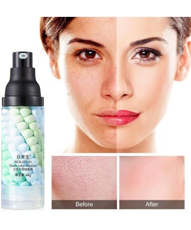  LINGJIONG Makeup color | Tri-color Isolation Cream Face foundation base isolating cream invisible pores moisturizing foundation concealer essence - Buy Online on GoSupps.com