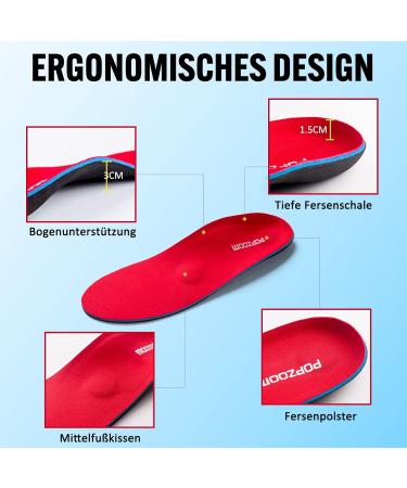 Orthopedic Insert Insoles for Plantar Fasciitis & Heel Spur Relief | Unisex Shoe Inserts Red EU (37-38) - Comfort & Support for Every Step - Buy Online on GoSupps.com