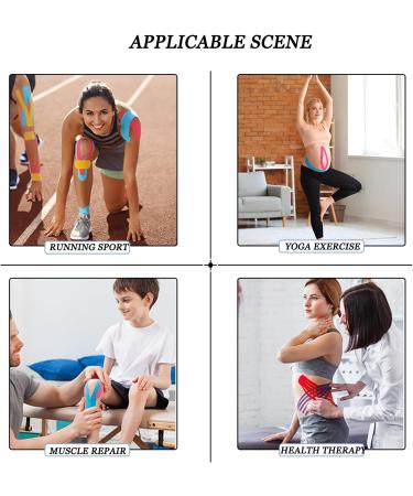 Kinesiology Tape Precut(4 Rolls 5CMx22M) K Tape Hypoallergenic Waterproof 120 Precut Strips In Total Physio Elastic Sports Tape Pain Relief Adhesive for Muscles Elbow Knee & Shoulder Etc(3color) - Buy Online on GoSupps.com