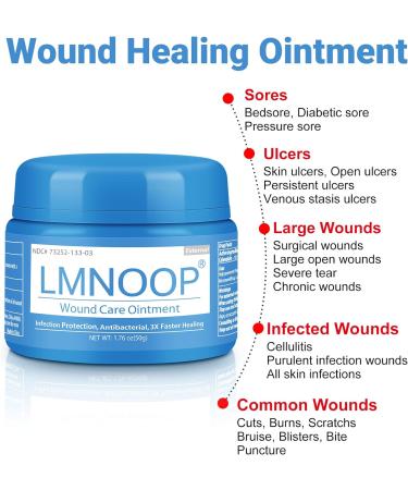 LMNOOP Wound Healing Ointment 1.76oz - Chronic Wound Care for Ulcers, Burns, Cuts - Pain Relief & Anti-Infection Cream - Buy Online on GoSupps.com