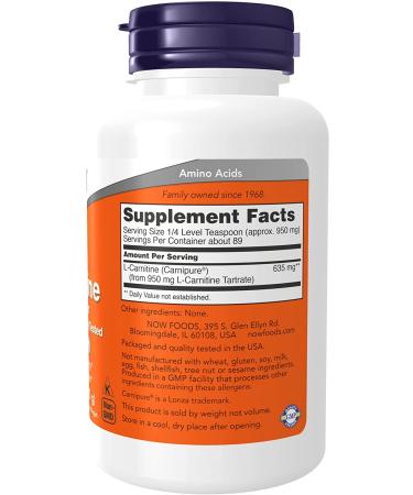 Now Foods L-Carnitine Pure Powder 3 oz | Boost Energy & Metabolism - Buy Online on GoSupps.com