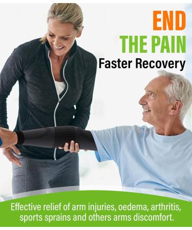 TOFLY Compression Arm Sleeves - 1 Pair | 20-30mmHg Graduated Compression | Recovery & Pain Relief for Muscles & Joints | Tennis Elbow & Golfers Brace | Edema Swelling Relief | Unisex | Size M | Black - Buy Online on GoSupps.com
