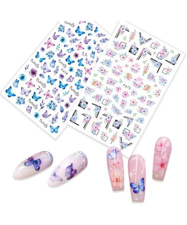 Shop 6 Leaf Butterfly Nail Stickers - 3D Flower Self-Adhesive Nail Art for Spring & Summer DIY Manicure - Buy Online on GoSupps.com