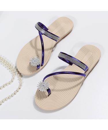 ZWVNSQV Women's Pineapple Flat Sandals - Dark Blue, Size 7.5 - Buy Online on GoSupps.com