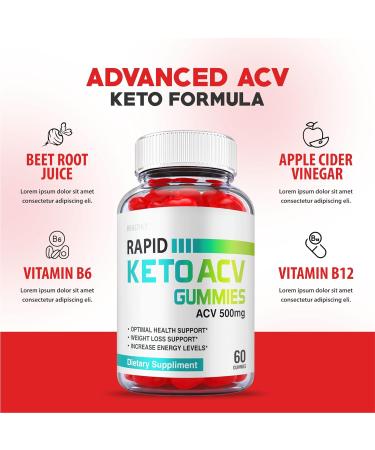 Rapid Keto Gummies - 5 Pack Vegan Formula with ACV & Vitamin B12 | Weight Loss Support (300 Gummies) - Buy Online on GoSupps.com