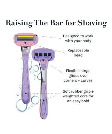 AOA Studio Women's 5-Blade Razor Set with Aloe and Vitamin E Strip Cleanest, Closest, Most Comfortable Shave - Buy Online on GoSupps.com