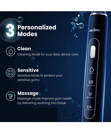 Rechargeable Sonic Electric Toothbrush with 7 Brush Heads - 3 Modes, Smart Timer, IPX7 Waterproof - Blue (Teens & Adults) - Buy Online on GoSupps.com
