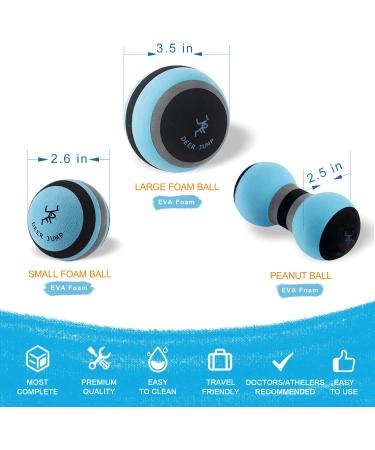 6-Piece Massage Ball Set for Myofascial Release & Trigger Point Therapy - Includes Large Foam, Small Foam, Lacrosse, Peanut, Spiky & Hand Exercise Balls - Carry Bag & Guide, Blue - Buy Online on GoSupps.com