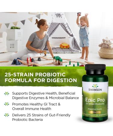 Swanson Epic-Pro 25-Strain Probiotic - 30 Capsules (2 Pack) | Digestive & Immune Support - Buy Online on GoSupps.com