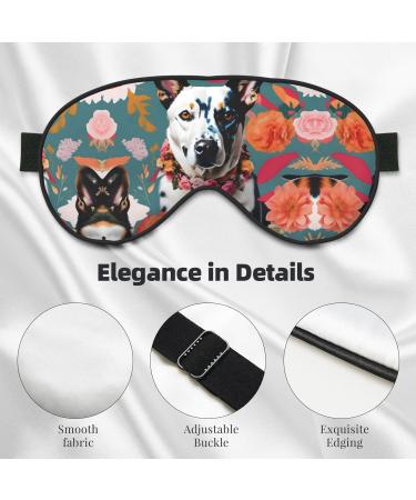 SSIMOO Cattle Dog Floral Print Double-Sided Eye Mask | Soft Light Blocking Sleep Mask for Enhanced Sleep Quality - International Shipping Available - Buy Online on GoSupps.com