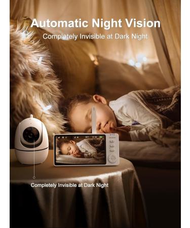 Vsifehso Babyphone with Camera - 5 Baby Monitor 720p Two-Way Audio Night Vision Temperature Monitoring Lullaby Alarm - International Shipping Available - Buy Online on GoSupps.com