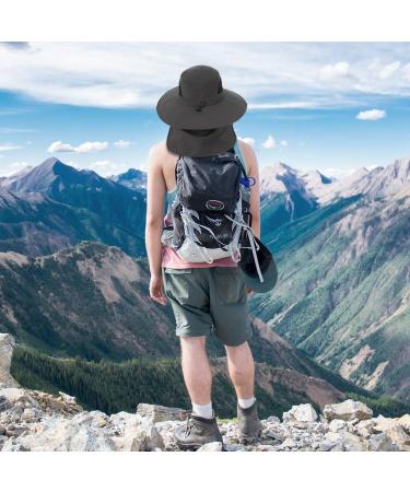 UPF 50+ Dark Gray Sun Hat with Neck Flap for Men and Women - Waterproof, Breathable Wide Brim Cap - Buy Online on GoSupps.com
