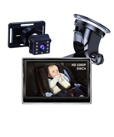 Cuplu 1080P Baby Car mirror Camera Night Vision Baby Car Seat Mirror 5 HD'' Night Vision Function Car Mirror Display Adjustable Baby Car Camera with Wide Crystal Clear View Perfect Night Vision