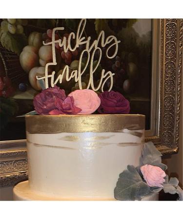 Rural Funny Finally Wedding Cake Topper for Bridal Shower Engagement Party Decoration Antique Wood - Buy Online on GoSupps.com