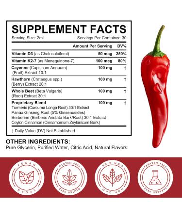 Cayenne Pepper Drops Supplement 2Pack Rethes Cayenne Pepper Liquid Drops for Digestive Support Vitamin D3 K2 Beet Root Powder Ceylon Cinnamon Digestion Circulatory Heath Support - 2 Fl Oz - Buy Online on GoSupps.com