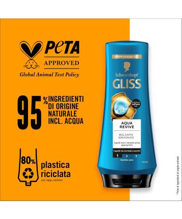  Gliss Schwarzkopf Gliss Aqua Revive Conditioner for shiny and healthy hair pack of 6 x 250ml bottles - Buy Online on GoSupps.com