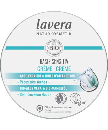lavera basis sensitiv Cream - Natural cosmetics - vegan - Organic Aloe Vera & Organic Almond Oil - certified - 150 ml