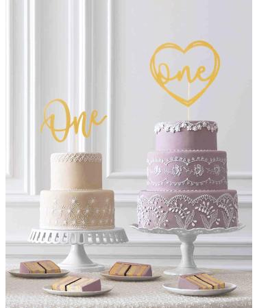 Cake Topper for 1st Birthday - Glitter Golden Wedding First Anniversary Cake Decorating Supplies Baby Photo Booth Props Cake Toppe Gold-01 - Buy Online on GoSupps.com