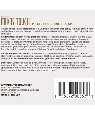 Rolite Midas Touch Metal Polishing Cream - Non-Toxic Cleaner for Sterling Silver, Gold, Brass, Chrome, and Copper - 4.5oz - Buy Online on GoSupps.com