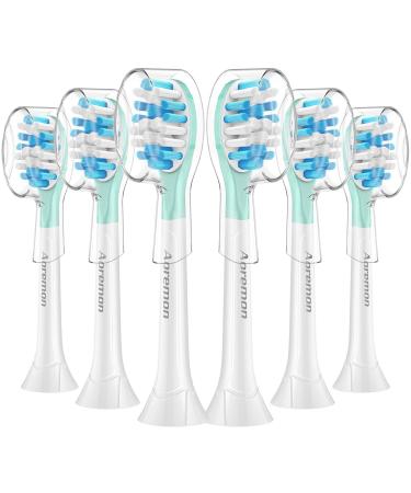Aoremon Replacement Toothbrush Heads for Philips Sonicare C3 Premium Plaque Control HX9044/65 G3 Premium Gum Care HX9054/65, 6 Brush Heads, White