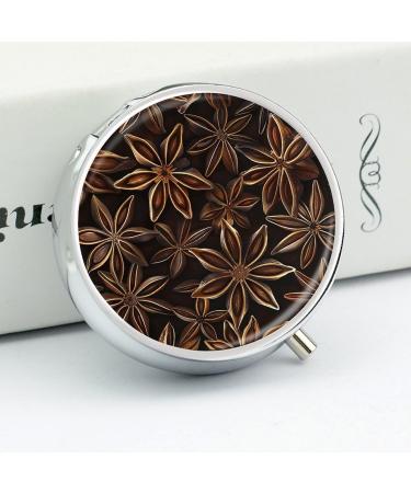Travel Pill Box with 3 Compartments - Portable Star Anise Pattern Medicine Organizer for Purse & Pocket - Buy Online on GoSupps.com