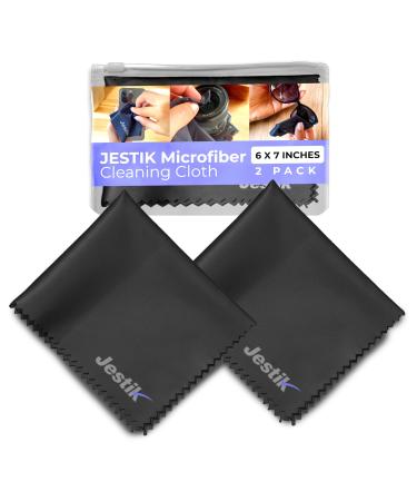 Jestik Microfiber Eyeglass Cleaning Cloths - Premium Microfiber Cleaning Cloth for Glasses Lens Cleaner Wipes for Glass Screens Electronics & Other Delicate Surfaces. (2 Pack Black) B. Black - Pack of 2