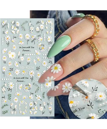 5D Embossed Flower Nail Art Stickers - Colorful Spring Summer Decorations for DIY Nails - Buy Online on GoSupps.com