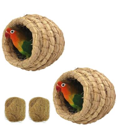 2Pcs Birdcage Straw, Lucky Interests Natural Fiber Simulation Birdhouse, Resting Breeding Place for Birds, Handmade Birds Nest Straw Bird, Hideaway from Predators, Provides Shelter from Cold Weather