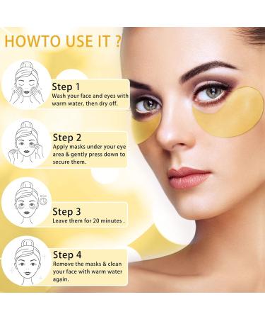 24K Gold Under Eye Patches - Reduce Puffiness & Dark Circles 60PCS Eye Masks for Smooth Skin & Anti-Wrinkle Care - Buy Online on GoSupps.com