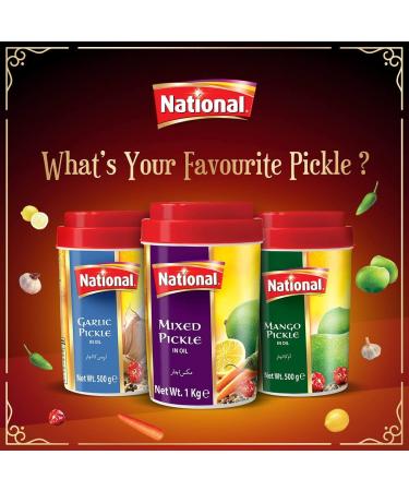 National Foods Mango Pickle 35.27 oz (1000g) Sour & Spicy Traditional South Asian Relish | Zesty & Tangy Aam Ka Achaar | Plastic Jar | Pack of 6 Mango (1000g) 1 kg (Pack of 6) - Buy Online on GoSupps.com