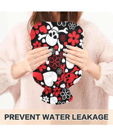 Hot Water Bottle with Cover - Red Skulls Flowers & Hearts | BPA Free 2L | Large Hot Water Bag for Pain Relief - International Shipping Available - Buy Online on GoSupps.com