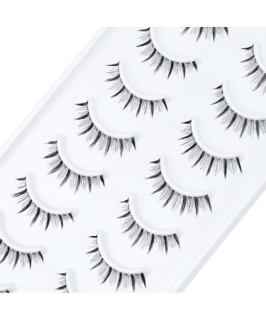 Natural False Eyelashes - 10 Pairs Transparent Band 8-11mm Soft Manga Lashes | Short & Natural Look - Buy Online on GoSupps.com
