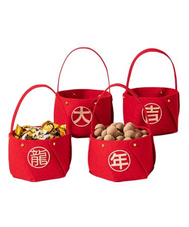 New Year Candy Basket | Festive Treat Bowl Non-Woven Fabric | DIY Candy Basket Candy Tray for Home Kitchen New Year Jmedic