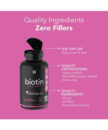 Sports Research Biotin 10000 mcg with Coconut Oil - 30 Veggie Softgels - Buy Online on GoSupps.com