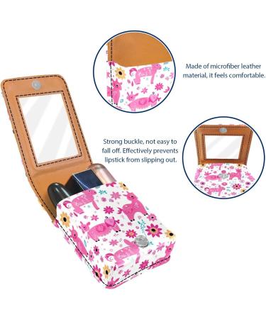 Buy Colorful Doodle Animal Leather Lipstick Case with Mirror - Mini Lip Gloss Organizer for International Shipping - Buy Online on GoSupps.com