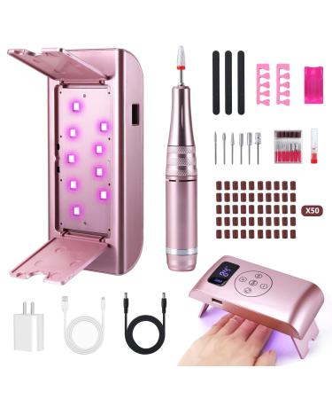 Electric Portable Nail Drill for Acrylic Nails Professional Rechargeable 35000 RPM Nail Drill  Nail Drill Set Kit 3 in 1 with UV LED Lamp for Home Salon Manicure Tools