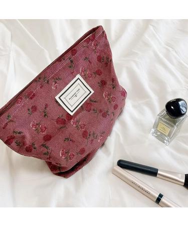 Large Capacity Cosmetic Bag for Women | Travel Makeup Organizer | Toiletry Zipper Pouch | Dark Red Rose Design - Buy Online on GoSupps.com