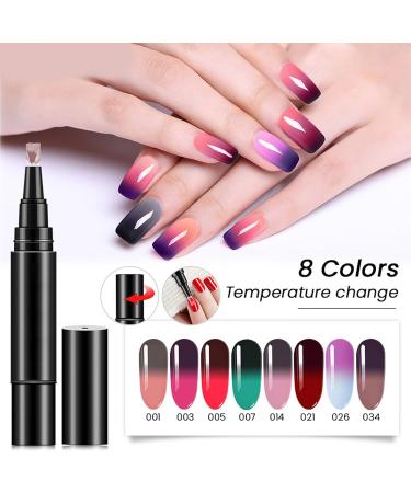 DOACT Color Changing Nail Polish Pen Temperature Change Gel Polish Sensitive Rotatable 5ml Easy To Use for DIY Nail Art (G115)01+03+05+07)) - Buy Online on GoSupps.com