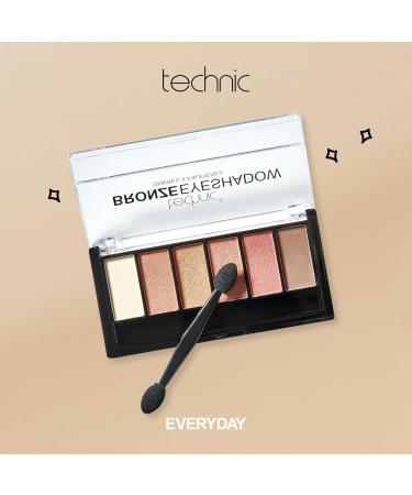 Technic Bronze Eyeshadow Palette - 6 Pigmented Shimmer Shades for Natural or Glam Make-up Look - Long Lasting Coverage - 7.2g (Pack of 1) - Buy Online on GoSupps.com