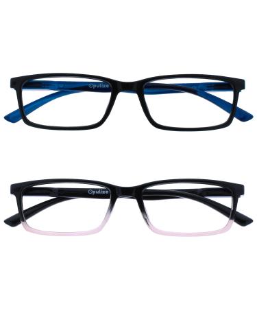Opulize sea glasses Blue light filter narrow frame spring hinges improve the sleep computer glasses gaming anti-reflective men B9 +3.50 diopters black / black to pink