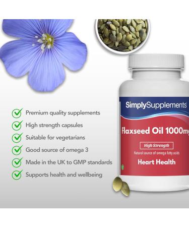 Flaxseed Oil 1000mg - 120 Capsules - Vegan Friendly - 40 Day Supply - Simply Supplements - Buy Online on GoSupps.com