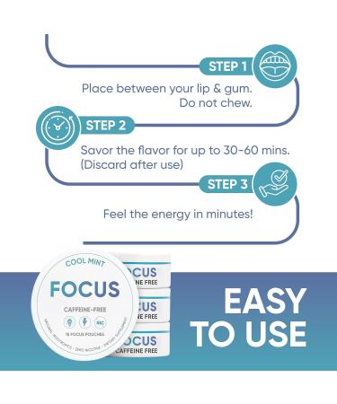 Focus Pouches - Caffeine Free Nootropic Pouches with L-Tyrosine & L-Theanine for Energy & Brain Boost - 4 Cans - 15 Nicotine Free Pouches per Can (4 Count (Pack of 15) Mint) Mint 4 Count (Pack of 15) - Buy Online on GoSupps.com