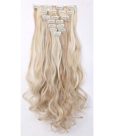 Clip in Extensions Hair parts 8 Tresses 18 clips for complete hair extension corrugated hair extensions such as real hair 60cm sandy blonde & bleaching blonde 60 cm blonde