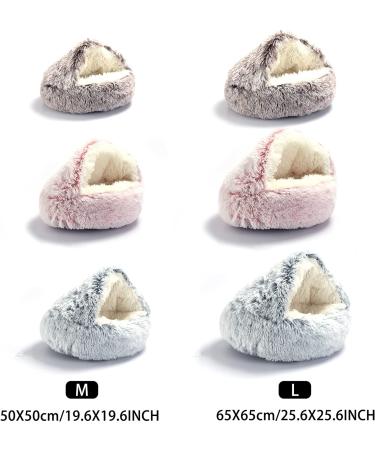 Plush Hooded Cat Bed with Blanket - Round Burrowing Cave Design for Small Dogs/Cats - Machine Washable, Slip Resistant - Ultra Soft Cushion - 24x24 inch Grey - Buy Online on GoSupps.com