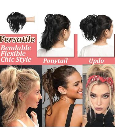 Adjustable Messy Ponytail Hair Extension Synthetic Hairpiece with Jaw Claw Fluffy Hair Extension Customizable Updo Style 12 inch Bleach Blonde - Buy Online on GoSupps.com