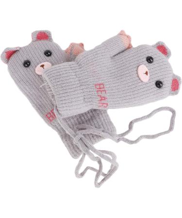 Kids Toddlers Knitted Gloves Mittens with String | Boys Girls Magic Stretch Mittens | Thick Fleece Lined Baby Infant Winter Warm Mittens | Cartoon Cosy Full Finger Gloves | Xmas Gift | Ages 0-3 | B-grey - Buy Online on GoSupps.com