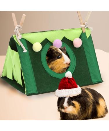 VERTUPET Guinea Pig Hideaway Bed House - Small Animal Hideout Toy for Rabbits, Chinchillas, Hamsters - Sturdy Cage Accessory - Green (Medium) - Buy Online on GoSupps.com